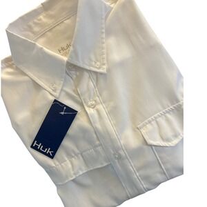 Huk Tide Point Mens White Short Sleeve Fishing Shirt H1500171 Size M NWT